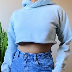 TNA Aritzia blue crop top hoodie Small like new